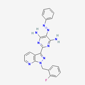 molecular formula C23H18FN9 B3036581 (E)-2-(1-(2-fluorobenzyl)-1H-pyrazolo[3,4-b]pyridin-3-yl)-5-(phenyldiazenyl)pyriMidine-4,6-diaMine CAS No. 370879-49-5