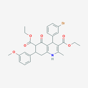 molecular formula C29H30BrNO6 B303659 Diethyl 4-(3-bromophenyl)-7-(3-methoxyphenyl)-2-methyl-5-oxo-1,4,5,6,7,8-hexahydro-3,6-quinolinedicarboxylate 