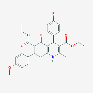 molecular formula C29H30FNO6 B303661 Diethyl 4-(4-fluorophenyl)-7-(4-methoxyphenyl)-2-methyl-5-oxo-1,4,5,6,7,8-hexahydro-3,6-quinolinedicarboxylate 