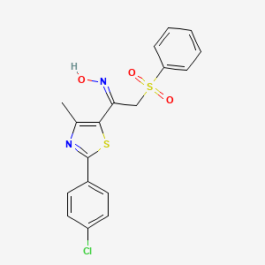 molecular formula C18H15ClN2O3S2 B3036618 (NZ)-N-[2-(benzenesulfonyl)-1-[2-(4-chlorophenyl)-4-methyl-1,3-thiazol-5-yl]ethylidene]hydroxylamine CAS No. 383148-52-5