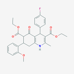 Diethyl 4-(4-fluorophenyl)-7-(2-methoxyphenyl)-2-methyl-5-oxo-1,4,5,6,7,8-hexahydro-3,6-quinolinedicarboxylate