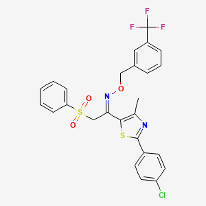 molecular formula C26H20ClF3N2O3S2 B3036620 (Z)-2-(Benzenesulfonyl)-1-[2-(4-chlorophenyl)-4-methyl-1,3-thiazol-5-yl]-N-[[3-(trifluoromethyl)phenyl]methoxy]ethanimine CAS No. 383148-56-9