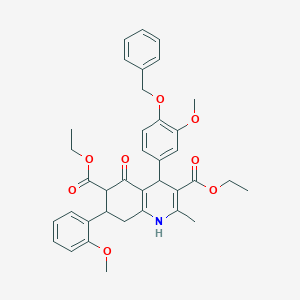 molecular formula C37H39NO8 B303663 Diethyl 4-[4-(benzyloxy)-3-methoxyphenyl]-7-(2-methoxyphenyl)-2-methyl-5-oxo-1,4,5,6,7,8-hexahydro-3,6-quinolinedicarboxylate 