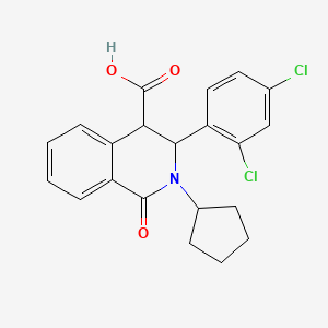 molecular formula C21H19Cl2NO3 B3036667 2-Cyclopentyl-3-(2,4-dichlorophenyl)-1-oxo-1,2,3,4-tetrahydro-4-isoquinolinecarboxylic acid CAS No. 400073-92-9