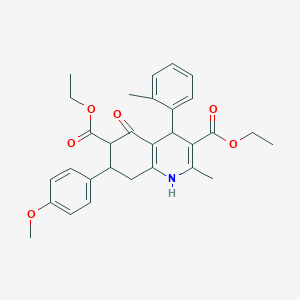 molecular formula C30H33NO6 B303667 Diethyl 7-(4-methoxyphenyl)-2-methyl-4-(2-methylphenyl)-5-oxo-1,4,5,6,7,8-hexahydro-3,6-quinolinedicarboxylate 