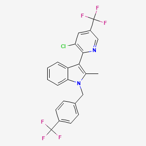 molecular formula C23H15ClF6N2 B3036670 3-[3-Chloro-5-(trifluoromethyl)pyridin-2-yl]-2-methyl-1-[[4-(trifluoromethyl)phenyl]methyl]indole CAS No. 400074-08-0