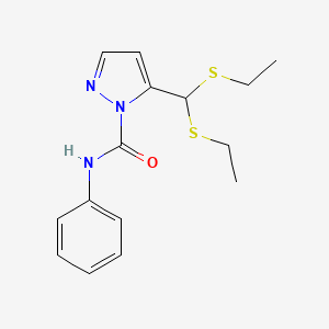 5-[bis(ethylsulfanyl)methyl]-N-phenyl-1H-pyrazole-1-carboxamide