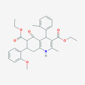 molecular formula C30H33NO6 B303669 Diethyl 7-(2-methoxyphenyl)-2-methyl-4-(2-methylphenyl)-5-oxo-1,4,5,6,7,8-hexahydro-3,6-quinolinedicarboxylate 