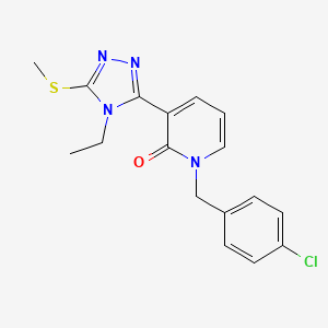 molecular formula C17H17ClN4OS B3036694 1-(4-chlorobenzyl)-3-[4-ethyl-5-(methylsulfanyl)-4H-1,2,4-triazol-3-yl]-2(1H)-pyridinone CAS No. 400075-00-5