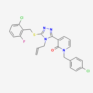 3-[5-[(2-Chloro-6-fluorophenyl)methylsulfanyl]-4-prop-2-enyl-1,2,4-triazol-3-yl]-1-[(4-chlorophenyl)methyl]pyridin-2-one