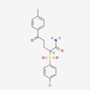 molecular formula C18H18ClNO4S B3036703 2-[(4-Chlorophenyl)sulfonyl]-5-(4-methylphenyl)-5-oxopentanamide CAS No. 400075-40-3