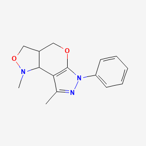 1,8-dimethyl-6-phenyl-3a,4,6,8b-tetrahydro-1H,3H-pyrazolo[4',3':5,6]pyrano[4,3-c]isoxazole