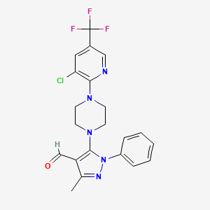5-[4-[3-Chloro-5-(trifluoromethyl)pyridin-2-yl]piperazin-1-yl]-3-methyl-1-phenylpyrazole-4-carbaldehyde