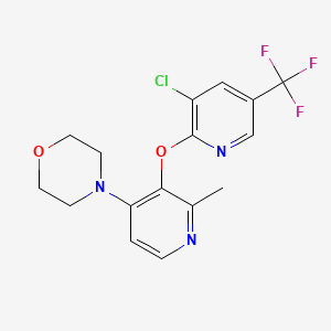 molecular formula C16H15ClF3N3O2 B3036712 4-(3-{[3-氯-5-(三氟甲基)-2-吡啶基]氧基}-2-甲基-4-吡啶基)吗啉 CAS No. 400075-76-5