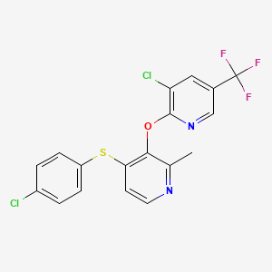 molecular formula C18H11Cl2F3N2OS B3036713 4-[(4-Chlorophenyl)sulfanyl]-2-methyl-3-pyridinyl 3-chloro-5-(trifluoromethyl)-2-pyridinyl ether CAS No. 400075-77-6