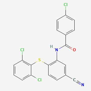 molecular formula C20H11Cl3N2OS B3036724 4-氯-N-{5-氰基-2-[(2,6-二氯苯基)硫代]苯基}苯甲酰胺 CAS No. 400076-18-8