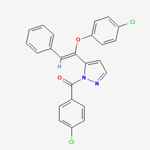 molecular formula C24H16Cl2N2O2 B3036730 [5-[(Z)-1-(4-chlorophenoxy)-2-phenylethenyl]pyrazol-1-yl]-(4-chlorophenyl)methanone CAS No. 400076-45-1