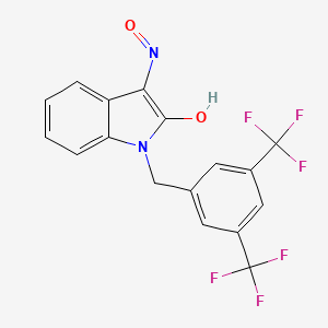 molecular formula C17H10F6N2O2 B3036738 1-[[3,5-Bis(trifluoromethyl)phenyl]methyl]-3-nitrosoindol-2-ol CAS No. 400076-72-4