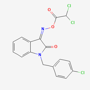 molecular formula C17H11Cl3N2O3 B3036739 [(Z)-[1-[(4-氯苯基)甲基]-2-氧代吲哚-3-亚胺]氨基] 2,2-二氯乙酸盐 CAS No. 400076-73-5