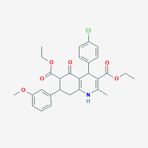 molecular formula C29H30ClNO6 B303674 Diethyl 4-(4-chlorophenyl)-7-(3-methoxyphenyl)-2-methyl-5-oxo-1,4,5,6,7,8-hexahydro-3,6-quinolinedicarboxylate 