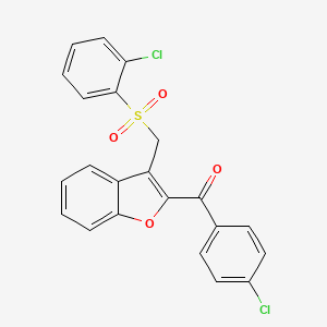 (4-Chlorophenyl)(3-{[(2-chlorophenyl)sulfonyl]methyl}-1-benzofuran-2-yl)methanone