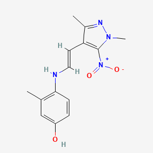 4-[[(E)-2-(1,3-dimethyl-5-nitropyrazol-4-yl)ethenyl]amino]-3-methylphenol