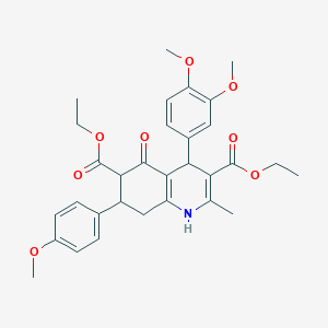 molecular formula C31H35NO8 B303676 Diethyl 4-(3,4-dimethoxyphenyl)-7-(4-methoxyphenyl)-2-methyl-5-oxo-1,4,5,6,7,8-hexahydro-3,6-quinolinedicarboxylate 