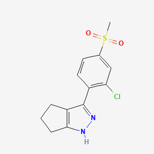 molecular formula C13H13ClN2O2S B3036760 3-[2-氯-4-(甲磺酰基)苯基]-2,4,5,6-四氢环戊[c]吡唑 CAS No. 400078-08-2