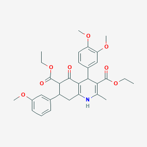 Diethyl 4-(3,4-dimethoxyphenyl)-7-(3-methoxyphenyl)-2-methyl-5-oxo-1,4,5,6,7,8-hexahydro-3,6-quinolinedicarboxylate