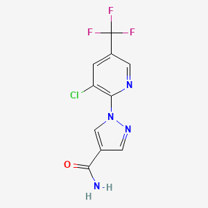 molecular formula C10H6ClF3N4O B3036772 1-[3-chloro-5-(trifluoromethyl)-2-pyridinyl]-1H-pyrazole-4-carboxamide CAS No. 400078-97-9