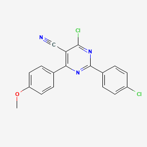 molecular formula C18H11Cl2N3O B3036784 4-Chloro-2-(4-chlorophenyl)-6-(4-methoxyphenyl)-5-pyrimidinecarbonitrile CAS No. 400079-39-2