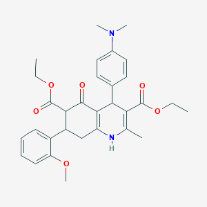 molecular formula C31H36N2O6 B303679 Diethyl 4-[4-(dimethylamino)phenyl]-7-(2-methoxyphenyl)-2-methyl-5-oxo-1,4,5,6,7,8-hexahydro-3,6-quinolinedicarboxylate 