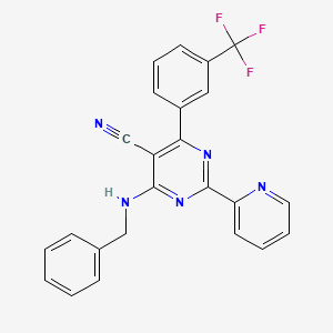 molecular formula C24H16F3N5 B3036796 4-(Benzylamino)-2-(2-pyridinyl)-6-[3-(trifluoromethyl)phenyl]-5-pyrimidinecarbonitrile CAS No. 400080-11-7