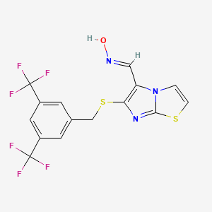 molecular formula C15H9F6N3OS2 B3036798 6-{[3,5-Bis(trifluoromethyl)benzyl]sulfanyl}imidazo[2,1-b][1,3]thiazole-5-carbaldehyde oxime CAS No. 400080-15-1