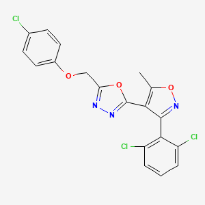 molecular formula C19H12Cl3N3O3 B3036801 2-[(4-氯苯氧基)甲基]-5-[3-(2,6-二氯苯基)-5-甲基-1,2-恶唑-4-基]-1,3,4-恶二唑 CAS No. 400080-27-5