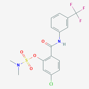 molecular formula C16H14ClF3N2O4S B3036804 5-氯-2-{[3-(三氟甲基)苯胺基]羰基}苯基-N,N-二甲基氨基磺酸盐 CAS No. 400080-34-4