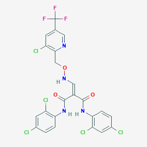 molecular formula C23H14Cl5F3N4O3 B3036808 2-[[[3-chloro-5-(trifluoromethyl)pyridin-2-yl]methoxyamino]methylidene]-N,N'-bis(2,4-dichlorophenyl)propanediamide CAS No. 400080-79-7