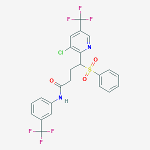 molecular formula C23H17ClF6N2O3S B3036810 4-(benzenesulfonyl)-4-[3-chloro-5-(trifluoromethyl)pyridin-2-yl]-N-[3-(trifluoromethyl)phenyl]butanamide CAS No. 400080-83-3