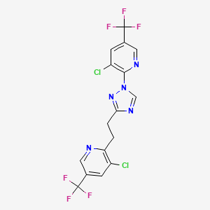 molecular formula C16H9Cl2F6N5 B3036822 3-Chloro-2-[3-[2-[3-chloro-5-(trifluoromethyl)pyridin-2-yl]ethyl]-1,2,4-triazol-1-yl]-5-(trifluoromethyl)pyridine CAS No. 400081-29-0