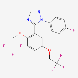 molecular formula C18H12F7N3O2 B3036824 5-[2,5-bis(2,2,2-trifluoroethoxy)phenyl]-1-(4-fluorophenyl)-1H-1,2,4-triazole CAS No. 400081-40-5