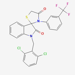 molecular formula C24H15Cl2F3N2O2S B3036827 1'-[(2,6-Dichlorophenyl)methyl]-3-[3-(trifluoromethyl)phenyl]spiro[1,3-thiazolidine-2,3'-indole]-2',4-dione CAS No. 400081-72-3