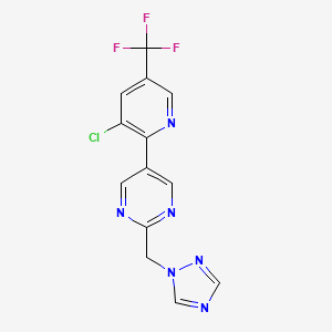 molecular formula C13H8ClF3N6 B3036839 5-[3-chloro-5-(trifluoromethyl)-2-pyridinyl]-2-(1H-1,2,4-triazol-1-ylmethyl)pyrimidine CAS No. 400082-08-8