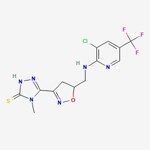 molecular formula C13H12ClF3N6OS B3036842 3-[5-[[[3-chloro-5-(trifluoromethyl)pyridin-2-yl]amino]methyl]-4,5-dihydro-1,2-oxazol-3-yl]-4-methyl-1H-1,2,4-triazole-5-thione CAS No. 400082-28-2
