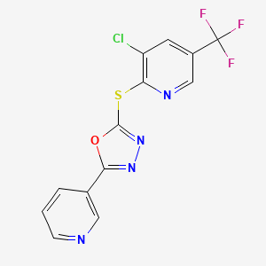 molecular formula C13H6ClF3N4OS B3036843 3-Chloro-5-(trifluoromethyl)-2-pyridinyl 5-(3-pyridinyl)-1,3,4-oxadiazol-2-yl sulfide CAS No. 400082-32-8