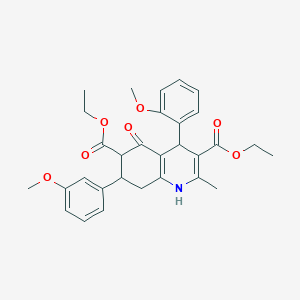 Diethyl 4-(2-methoxyphenyl)-7-(3-methoxyphenyl)-2-methyl-5-oxo-1,4,5,6,7,8-hexahydro-3,6-quinolinedicarboxylate