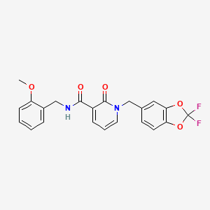 molecular formula C22H18F2N2O5 B3036852 1-[(2,2-difluoro-1,3-benzodioxol-5-yl)methyl]-N-[(2-methoxyphenyl)methyl]-2-oxopyridine-3-carboxamide CAS No. 400083-06-9