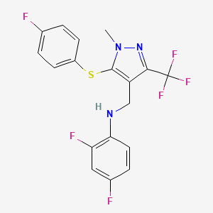 2,4-difluoro-N-[[5-(4-fluorophenyl)sulfanyl-1-methyl-3-(trifluoromethyl)pyrazol-4-yl]methyl]aniline