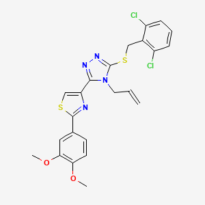 4-[5-[(2,6-Dichlorophenyl)methylsulfanyl]-4-prop-2-enyl-1,2,4-triazol-3-yl]-2-(3,4-dimethoxyphenyl)-1,3-thiazole