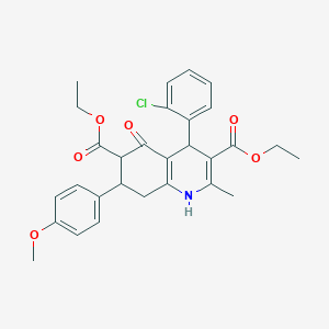 molecular formula C29H30ClNO6 B303687 Diethyl 4-(2-chlorophenyl)-7-(4-methoxyphenyl)-2-methyl-5-oxo-1,4,5,6,7,8-hexahydro-3,6-quinolinedicarboxylate 