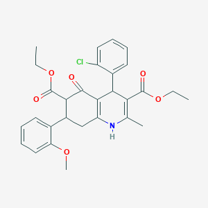 Diethyl 4-(2-chlorophenyl)-7-(2-methoxyphenyl)-2-methyl-5-oxo-1,4,5,6,7,8-hexahydro-3,6-quinolinedicarboxylate